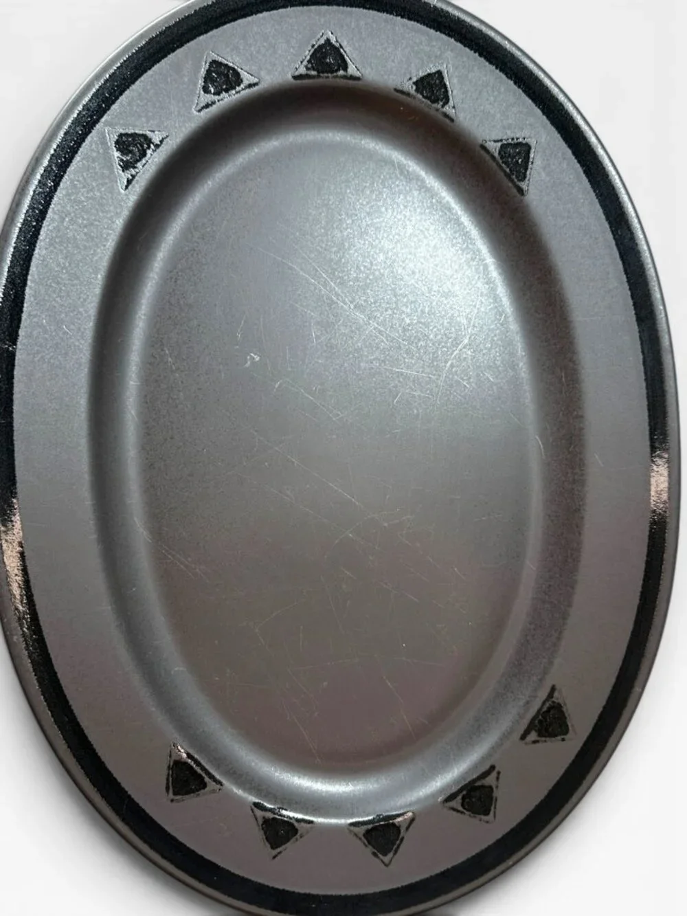 Vintage Pfaltzgraff Midnight Sun Oval Serving Platter With Geometric Triangle Pa